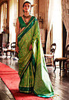 Woven Art Silk Saree in Light Green