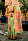 Woven Art Silk Saree in Light Green