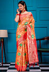 Woven Art Silk Saree in Light Orange