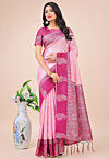 Woven Art Silk Saree in Light Pink
