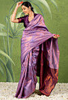 Woven Art Silk Saree in Light Purple