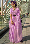 Woven Art Silk Saree in Light Purple