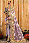 Woven Art Silk Scalloped Saree in Light Purple
