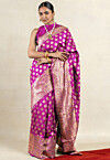 Woven Art Silk Saree in Magenta