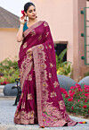 Woven Art Silk Saree in Magenta