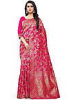 Woven Art Silk Saree in Magenta
