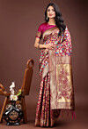 Woven Art Silk Saree in Magenta