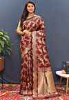 Woven Art Silk Saree in Maroon