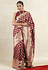 Woven Art Silk Saree in Maroon