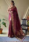 Woven Art Silk Saree in Maroon