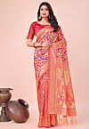 Woven Art Silk Saree in Maroon