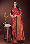 Woven Art Silk Saree in Maroon