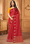 Woven Art Silk Saree in Maroon