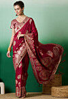 Woven Art Silk Saree in Maroon