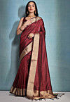 Woven Art Silk Saree in Maroon