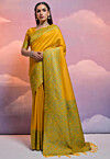 Woven Art Silk Saree in Mustard