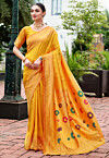 Woven Art Silk Saree in Mustard
