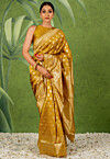 Woven Art Silk Saree in Mustard