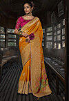 Woven Art Silk Saree in Mustard