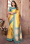 Woven Art Silk Saree in Mustard