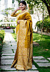 Woven Art Silk Saree in Mustard