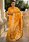 Woven Art Silk Saree in Mustard