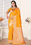 Woven Art Silk Saree in Mustard