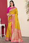 Woven Art Silk Saree in Mustard