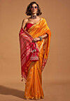 Woven Art Silk Saree in Mustard