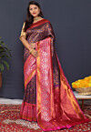 Woven Art Silk Saree in Navy Blue