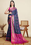 Woven Art Silk Saree in Navy Blue