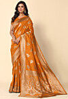 Woven Art Silk Saree in Orange