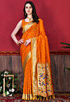 Woven Art Silk Saree in Orange