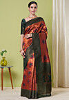 Woven Art Silk Saree in Orange