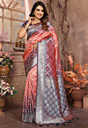 Woven Art Silk Saree in Orange