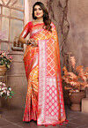 Woven Art Silk Saree in Orange
