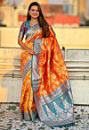 Woven Art Silk Saree in Orange