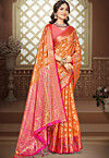 Woven Art Silk Saree in Orange
