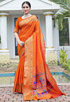 Woven Art Silk Saree in Orange