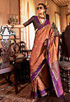 Woven Art Silk Saree in Orange