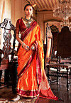 Woven Art Silk Saree in Orange