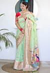 Woven Art Silk Saree in Pastel Green