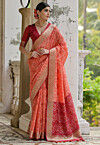 Woven Art Silk Saree in Peach