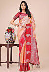 Woven Art Silk Saree in Peach