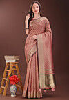 Woven Art Silk Saree in Peach