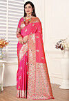 Woven Art Silk Saree in Peach