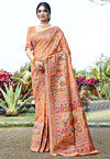 Woven Art Silk Saree in Peach