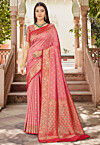 Woven Art Silk Saree in Peach