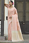 Woven Art Silk Saree in Peach