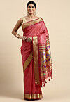 Woven Art Silk Saree in Peach